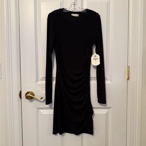 Altar'd State Black Ruched Long Sleeve Dress